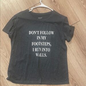 SHEIN Charcoal Black Graphic Tee with White Text